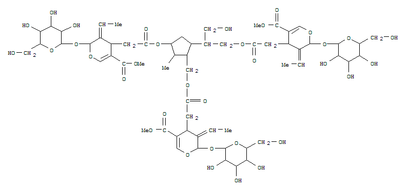 2H-Pyran-4-aceticacid, 3-ethylidene-2-(b-D-glucopyranosyloxy)-3,4-dihydro-5-(methoxycarbonyl)-,[3-[[[3-ethylidene-2-(b-D-glucopyranosyloxy)-3,4-dihydro-5-(methoxycarbonyl)-2H-pyran-4-yl]acetyl]oxy]-5-[2-[[[3-ethylidene-2-(b-D-glucopyranosyloxy)-3,4-dihydr