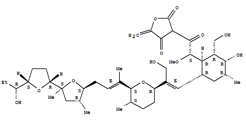 2,4(3H,5H)-Furandione,3-[[3-hydroxy-2-(hydroxymethyl)-6-[3-hydroxy-2-[tetrahydro-5-methyl-6-[1-methyl-3-[octahydro-5'-(1-hydroxypropyl)-2,4-dimethyl[2,2'-bifuran]-5-yl]-1-propenyl]-2H-pyran-2-yl]-1-propenyl]-4-methylcyclohexyl]methoxyacetyl]-5-methylene-,