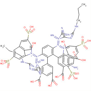 1,3-Benzenedicarboxylic acid,5,5'-[1,4-phenylenebis[imino[6-(butylamino)-1,3,5-triazine-4,2-diyl]imino(8-hydroxy-3,6-disulfo-1,7-naphthalenediyl)azo]]bis-, ammonium salt