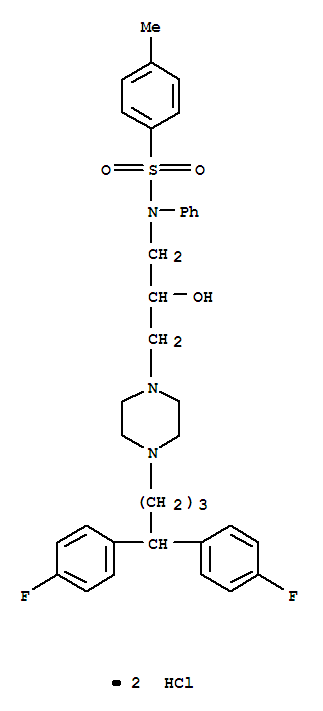 Benzenesulfonamide, N-(3-(4-(4,4-bis(4-fluorophenyl)butyl)-1-piperazinyl)-2-hydroxypropyl)-4-methyl-N-phenyl-, dihydrochloride