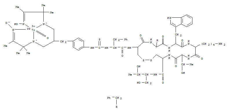 technetium Tc 99m 6-(4-thioureabenzyl)-3,3,9,9-tetramethyl-4,8-diazaundecane-phenylalanine(1)-octreotide