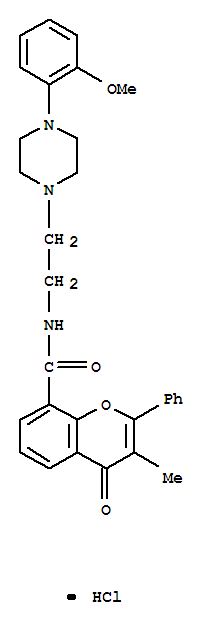 4H-1-Benzopyran-8-carboxamide,N-[2-[4-(2-methoxyphenyl)-1-piperazinyl]ethyl]-3-methyl-4-oxo-2-phenyl-,hydrochloride (1:1)