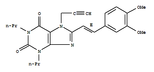 8-[(E)-2-(3,4-dimethoxyphenyl)ethenyl]-1,3-dipropyl-7-prop-2-yn-1-yl-3,7-dihydro-1H-purine-2,6-dione