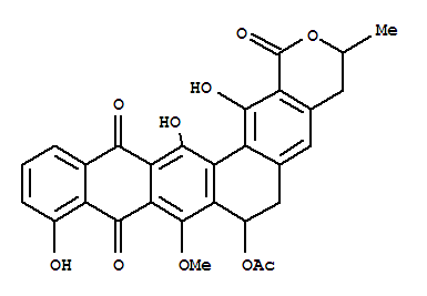 10,15,16-trihydroxy-8-methoxy-3-methyl-1,9,14-trioxo-3,4,6,7,9,14-hexahydro-1H-tetraceno[2,1-g]isochromen-7-yl acetate