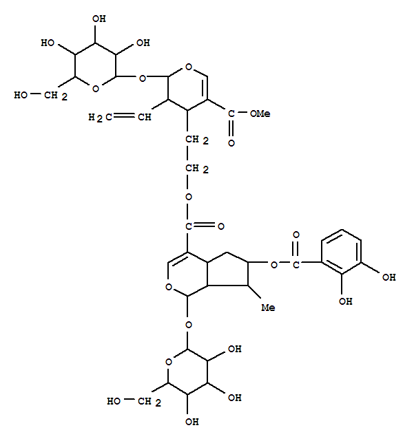 Cyclopenta[c]pyran-4-carboxylicacid, 6-[(2,3-dihydroxybenzoyl)oxy]-1-(b-D-glucopyranosyloxy)-1,4a,5,6,7,7a-hexahydro-7-methyl-,2-[3-ethenyl-2-(b-D-glucopyranosyloxy)-3,4-dihydro-5-(methoxycarbonyl)-2H-pyran-4-yl]ethylester, [1S-[1a,4(2R*,3S*,4R*),4aa,6a,7