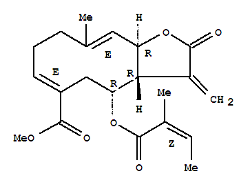 Cyclodeca[b]furan-6-carboxylicacid,2,3,3a,4,5,8,9,11a-octahydro-10-methyl-3-methylene-4-[(2-methyl-1-oxo-2-butenyl)oxy]-2-oxo-,methyl ester, [3aR-[3aR*,4R*(Z),6E,10E,11aR*]]-