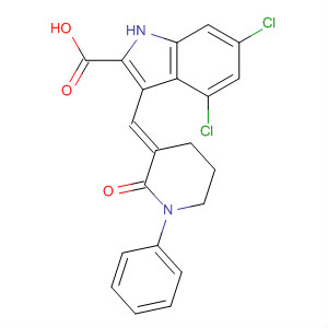 1H-Indole-2-carboxylic acid,4,6-dichloro-3-[(2-oxo-1-phenyl-3-piperidinylidene)methyl]-, (E)-