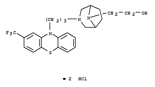 3,8-Diazabicyclo(3.2.1)octane-8-ethanol, 3-(3-(2-trifluoromethylphenothiazin-10-yl)propyl)-, dihydrochloride
