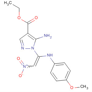 1H-Pyrazole-4-carboxylic acid,5-amino-1-[1-[(4-methoxyphenyl)amino]-2-nitroethenyl]-, ethyl ester