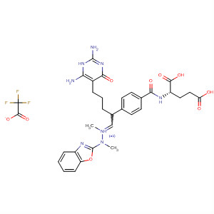 L-Glutamic acid,N-[4-[1-[2-benzoxazolyl(dimethylhydrazono)methyl]-4-(2,6-diamino-1,4-dihydro-4-oxo-5-pyrimidinyl)butyl]benzoyl]-, mono(trifluoroacetate)