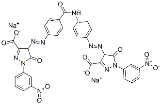 1H-Pyrazole-3-carboxylic acid, 4-((4-((4-((3-carboxy-4,5-dihydro-1-(3- nitrophenyl)-5-oxo-1H-pyrazol-4-yl)azo)benzoyl)amino)phenyl)azo)-4,5-d ihydro-1-(3-nitrophenyl)-5-oxo-, disodium salt
