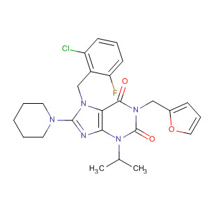 1H-Purine-2,6-dione,7-[(2-chloro-6-fluorophenyl)methyl]-1-(2-furanylmethyl)-3,7-dihydro-3-(1-methylethyl)-8-(1-piperidinyl)-