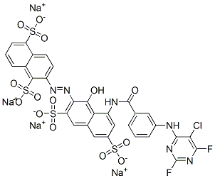 tetrasodium 2-[[8-[[3-[(5-chloro-2,6-difluoro-4-pyrimidinyl)amino]benzoyl]amino]-1-hydroxy-3,6-disulphonato-2-naphthyl]azo]naphthalene-1,5-disulphonate
