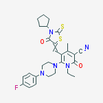 5-[(3-cyclopentyl-4-oxo-2-sulfanylidene-1,3-thiazolidin-5-ylidene)methyl]-1-ethyl-6-[4-(4-fluorophenyl)piperazin-1-yl]-4-methyl-2-oxopyridine-3-carbonitrile