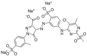 4-[[5-[[5-chloro-6-methyl-2-(methylsulphonyl)-4-pyrimidinyl]amino]-2-sulphophenyl]azo]-4,5-dihydro-1-(2-methyl-4-sulphophenyl)-5-oxo-1H-pyrazole-3-carboxylic acid, sodium salt