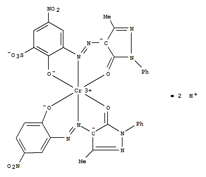Chromate(2-),[2,4-dihydro-4-[(2-hydroxy-5-nitrophenyl)azo]-5-methyl-2-phenyl-3H-pyrazol-3-onato(2-)][3-[(4,5-dihydro-3-methyl-5-oxo-1-phenyl-1H-pyrazol-4-yl)azo]-2-hydroxy-5-nitrobenzenesulfonato(3-)]-,dihydrogen