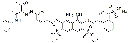trisodium 4-amino-5-hydroxy-3-[[4-[[2-oxo-1-[(phenylamino)carbonyl]propyl]azo]phenyl]azo]-6-[(4-sulphonato-1-naphthyl)azo]naphthalene-2,7-disulphonate