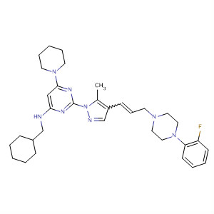 4-Pyrimidinamine,N-(cyclohexylmethyl)-2-[4-[3-[4-(2-fluorophenyl)-1-piperazinyl]-1-propenyl]-5-methyl-1H-pyrazol-1-yl]-6-(1-piperidinyl)-
