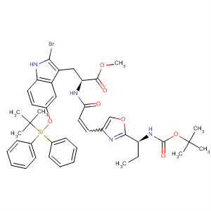 L-Tryptophan,2-bromo-N-[3-[2-[(1S)-1-[[(1,1-dimethylethoxy)carbonyl]amino]propyl]-4-oxazolyl]-1-oxo-2-propenyl]-5-[[(1,1-dimethylethyl)diphenylsilyl]oxy]-,methyl ester