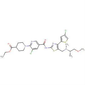 4-Piperidinecarboxylic acid,1-[3-chloro-5-[[[4-(4-chloro-2-thienyl)-5-[[[(1S)-2-methoxy-1-methylethyl]methylamino]methyl]-2-thiazolyl]amino]carbonyl]-2-pyridinyl]-, ethyl ester