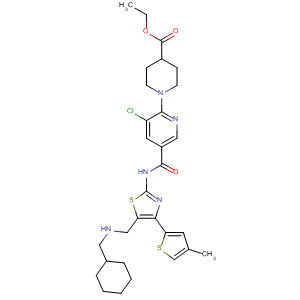 4-Piperidinecarboxylic acid,1-[3-chloro-5-[[[5-[(cyclohexylmethylamino)methyl]-4-(4-methyl-2-thienyl)-2-thiazolyl]amino]carbonyl]-2-pyridinyl]-, ethyl ester