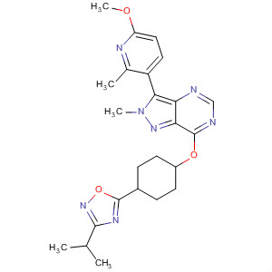 2H-Pyrazolo[4,3-d]pyrimidine,3-(6-methoxy-2-methyl-3-pyridinyl)-2-methyl-7-[[4-[3-(1-methylethyl)-1,2,4-oxadiazol-5-yl]cyclohexyl]oxy]-