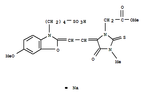 sodium alpha-methyl 5-[[6-methoxy-3-(4-sulphonato-2-butyl)benzoxazol-2(3H)-ylidene]ethylidene]-3-methyl-4-oxo-2-thioxoimidazolidin-1-ylacetate