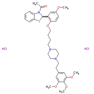 Benzothiazole, 2,3-dihydro-3-acetyl-2-(5-methoxy-2-(4-(4-(2-(3,4,5-tri methoxyphenyl)ethyl)-1-piperazinyl)butoxy)phenyl)-, dihydrochloride