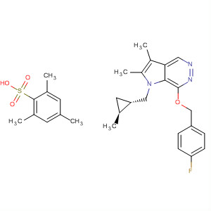 Benzenesulfonic acid, 2,4,6-trimethyl-, compd. with7-[(4-fluorophenyl)methoxy]-2,3-dimethyl-1-[[(1S,2S)-2-methylcyclopropyl]methyl]-1H-pyrrolo[2,3-d]pyridazine (1:1)