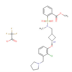 Benzoic acid,2-[[[[trans-3-[2-chloro-3-(1-pyrrolidinylmethyl)phenoxy]cyclobutyl]methyl]methylamino]sulfonyl]-, methyl ester, 2,2,2-trifluoroacetate (1:1)