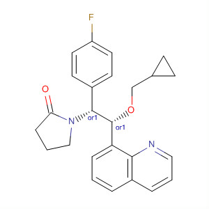 2-Pyrrolidinone,1-[(1R,2R)-2-(cyclopropylmethoxy)-1-(4-fluorophenyl)-2-(8-quinolinyl)ethyl]-, rel-