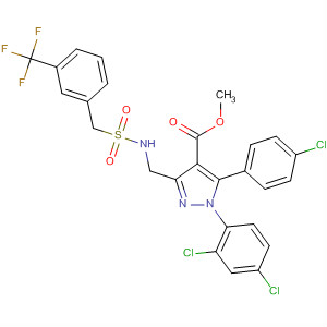 1H-Pyrazole-4-carboxylic acid,5-(4-chlorophenyl)-1-(2,4-dichlorophenyl)-3-[[[[[3-(trifluoromethyl)phenyl]methyl]sulfonyl]amino]methyl]-, methyl ester