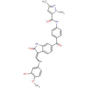 1H-Pyrazole-5-carboxamide,N-[4-[[2,3-dihydro-3-[[(3-hydroxy-4-methoxyphenyl)amino]methylene]-2-oxo-1H-indol-6-yl]carbonyl]phenyl]-1,3-dimethyl-