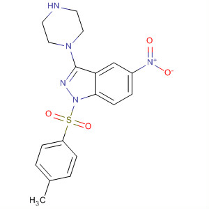 1H-Indazole, 1-[(4-methylphenyl)sulfonyl]-5-nitro-3-(1-piperazinyl)-