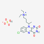 4-(7-chloro-2,4-dioxo-3,4-dihydrobenzo[g]pteridin-10(2H)-yl)-N,N-diethylpentan-1-aminium hydrogen sulfate molecular structure