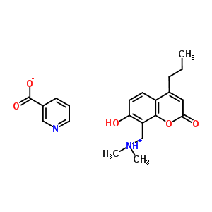 8-((DIMETHYLAMINO)METHYL)-7-HYDROXY-4-PROPYLCOUMARIN NICOTINATE molecular structure