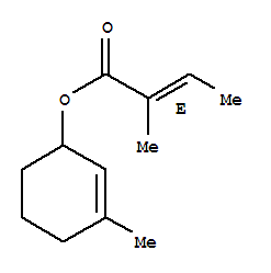 3-methylcyclohex-2-en-1-yl (2E)-2-methylbut-2-enoate molecular structure
