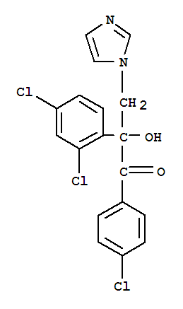 1-(4-chlorophenyl)-2-(2,4-dichlorophenyl)-2-hydroxy-3-(1H-imidazol-1-yl)propan-1-one molecular structure