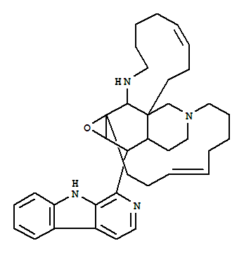 (6Z,18Z)-14-(9H-beta-carbolin-1-yl)-1,2,3,4,5,8,9,13,13a,14,14a,15b-dodecahydro-12H-15a,11-oct[3]enoazacycloundecino[2,3-i]oxireno[g]isoquinoline molecular structure
