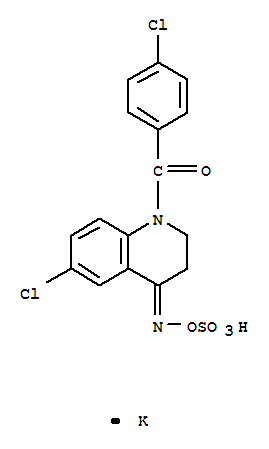 potassium [({[(4Z)-6-chloro-1-[(4-chlorophenyl)carbonyl]-2,3-dihydroquinolin-4(1H)-ylidene]amino}oxy)sulfonyl]oxidanide molecular structure