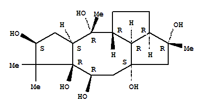 (2aR,3R,4aS,6R,6aR,8S,9aS,10R,10aR)-3,7,7,10-tetramethyltetradecahydrocyclopenta[5,6]cycloocta[1,2,3-cd]pentalene-3,4a,6,6a,8,10-hexol molecular structure