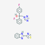 1-(2-fluorophenyl)-1-(4-fluorophenyl)-2-(1H-1,2,4-triazol-1-yl)ethanol - 2-(1,3-thiazol-4-yl)-1H-benzimidazole (1:1) molecular structure