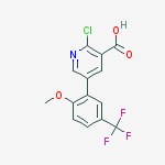 2-chloro-5-[2-methoxy-5-(trifluoromethyl)phenyl]pyridine-3-carboxylic Acid molecular structure