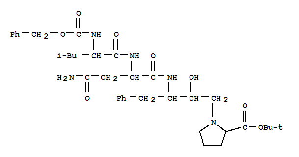 N-[(benzyloxy)carbonyl]-L-leucyl-N~1~-{(2S,3R)-4-[(2S)-2-(tert-butoxycarbonyl)pyrrolidin-1-yl]-3-hydroxy-1-phenylbutan-2-yl}-L-aspartamide molecular structure