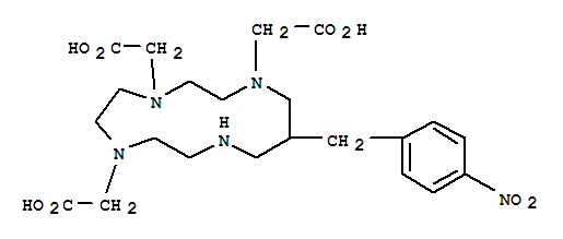 12(4-nitrobenzyl)-1,4,7,10-tetraazacyclotridecane-1,4,7-triacetic acid molecular structure
