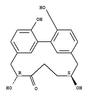 Tricyclo[12.3.1.12,6]nonadeca-1(18),2,4,6(19),14,16-hexaen-9-one,3,8,12,17-tetrahydroxy-, [8R-(8R*,12S*)]- molecular structure