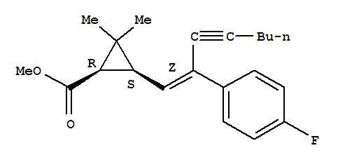 methyl (1R,3S)-3-[(1Z)-2-(4-fluorophenyl)oct-1-en-3-yn-1-yl]-2,2-dimethylcyclopropanecarboxylate molecular structure