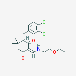 (2Z)-4-(3,4-dichlorobenzyl)-2-{[(2-ethoxyethyl)amino]methylidene}-5,5-dimethylcyclohexane-1,3-dione molecular structure