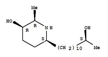 2-Piperidineundecanol,5-hydroxy-a,6-dimethyl-, [2S-[2a(R*),5a,6a]]- molecular structure
