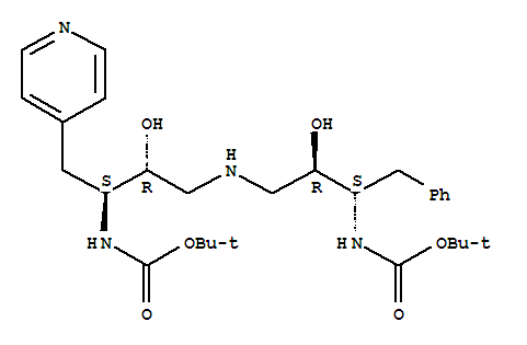 carbamic acid, N-[(1S,2R)-3-[[(2R,3S)-3-[[(1,1-dimethylethoxy)carbonyl]amino]-2-hydroxy-4-phenylbutyl]amino]-2-hydroxy-1-(4-pyridinylmethyl)propyl]-, 1,1-dimethylethyl ester molecular structure